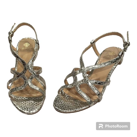 NWT Isola Silver Wedge Sandals - Size 6 - Picture 7 of 7